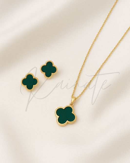 Golden Clover Set – Pendant & Earrings,